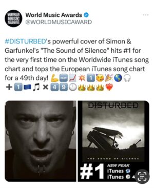 Dan Donegan Instagram - This is just insane! The Sound of Silence that was released about eight years ago is #1 Worldwide on iTunes and has been #1 in Europe for 49 straight days. 🤯 @disturbed  Very Grateful to all you Disturbed Ones around the World. ❤️ #thesoundofsilence