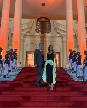 Dania Ramírez Instagram - The art that is this @peggyhartanto dress and my DR Glam team at the National Palace for this presidential celebration last night! El arte de mi Fashion y equipo de Glam anoche en el Palacio Nacional celebrando la restauración y toma de posesión de @luisabinader 

Dress/Vestido @peggyhartanto 
Shoes/Tacos @alevimilano 
Make up/Maquillaje @annerismakeup 
Hair/Pelo @hairbyysijim 

Special love and thanks to @brooklynprla @liza_vassell @galaxiab for the polished look! Y A mi querida @celinestoribio por pensar en mi. Tu apoyo y amistad son incomparables. ❤️
.
.
.
.
.
#fashion #Glam #madeindominicanrepublic 🇩🇴 #namaste 🙏🏽 #daniacs 🫶🏽