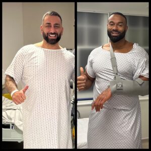 Daniel Ashville Instagram - “If you can repair your house and vehicles, you can repair yourself”

When you and your bro decide to get operations back to back or should I say back and shoulder”🤦🏽‍♂️😂

#yiannimize #ashville #yianni #daniel #operations #surgery #sly #arnie