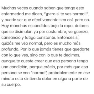 Daniela Nicolás Instagram - Escribí esto para tratar de aportar aunque sea con un granito de arena a todas las personas que me escriben día a día tratando de sentirse entendidas y apoyadas ♥️ ojalá que con estas letras sientan que aquí alguien los comprende y los abraza ♥️ 
.
Si tienes una enfermedad autoinmune o te relacionas con alguien que la tiene, léelo ♥️ 
.
Siéntete libre de compartirlo con quien tú quieras ♥️
