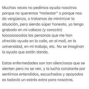 Daniela Nicolás Instagram - Escribí esto para tratar de aportar aunque sea con un granito de arena a todas las personas que me escriben día a día tratando de sentirse entendidas y apoyadas ♥️ ojalá que con estas letras sientan que aquí alguien los comprende y los abraza ♥️ 
.
Si tienes una enfermedad autoinmune o te relacionas con alguien que la tiene, léelo ♥️ 
.
Siéntete libre de compartirlo con quien tú quieras ♥️