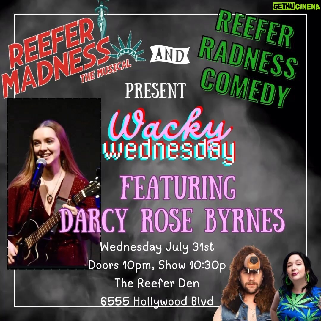 Darcy Rose Byrnes - 69 Likes - The first Wacky Wednesday Comedy Night at The Reefer Den is going to be very special!!
We have @reeferthemusical’s very own @darcyrosebyrnes opening the night with her hilarious musical comedy!!
Go see her kill it as Mary Lane at 8pm on the mainstage and stay to watch her sling musical jokes afterwards for a Darcy Rose Double feature!! Don’t miss it!! Ticket link in bio.