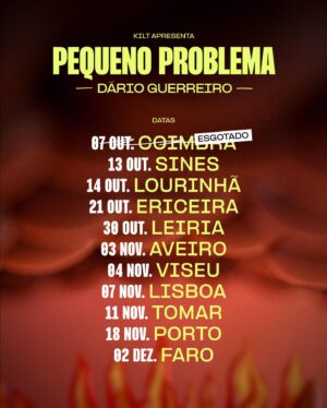 Dário Guerreiro Instagram - Agora que o verão no Algarve está quase a acabar (quase! ainda faltam umas semaninhas), deixo-vos com um humilde photo dump dos meus momentos mais acima da média:
1 - todo janota no matrimónio de um amigo e colega do humor
2 - provavelmente vendo um vídeo qualquer enviado por minha cônjuge 
3 - testando a temperatura da água para decidir se atanchava o sombreiro ou se voltava para casa (estava só 18 graus, bazei)
4 - levando cabazada no minigolf 
5 - levando cabazada no bilhar (atentem que não consegui meter uma única bola!)
6 - sendo interrompido por pavões enquanto tentava gravar ordinário 
7 - a segunda coisa mais assustadora que vi na minha caixa de correio a seguir à carta das finanças
8 - com o recinto praticamente vazio, um cidadão do século XIX achou que o melhor sítio para ver o concerto seria mesmo à frente de um gajo de 1,60m
9 - emanando algum estilo nos provadores de uma loja multinacional a fim de perceber qual o melhor conjunto para a sessão fotográfica de pequeno problema
10 - pequeno problema, a alguns dias de estrear, já com a data de Coimbra esgotada, mas podeis comprar bilhetes para as outras no link que está no meu perfil