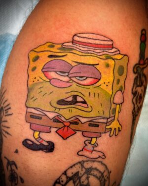 Darren Brass Instagram - 🍦SpongeBob SquarePants🍦
 @brasscitytattoo #animation #cartoon #cartoontattoo #spongebob #cartoonnetwork #colortattoo @thesolidink @ca_rotary_tattoo_supply #thepearl