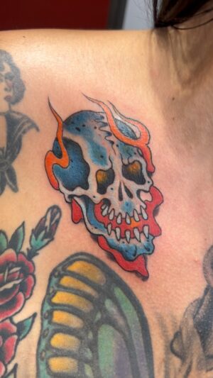 Darren Brass Instagram - Just a lil’ skull to fill a space … @brasscitytattoo