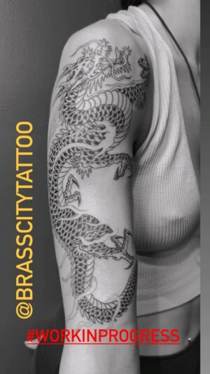 Darren Brass Instagram - The Beginning … @brasscitytattoo #dragon #tattoo #dragontattoo #blackandgrey  #brassandgrey #alldayeveryday #ct  #203 #japanesetattoo #cttattooartist #nyctattooartist #thepearl