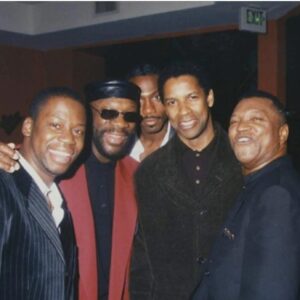 Daryl Mitchell Instagram - When the greats use to gather crew bizness 4Life Daryl chill mitchell, Isaac hayes,leon, denzel Washington,  and (bow tie, no shirt) butch lewis