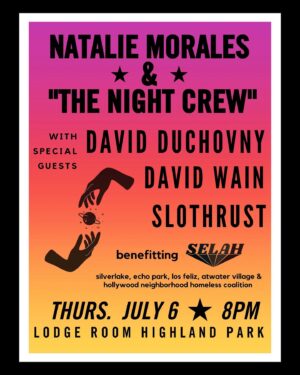 David Wain Instagram - Cat’s out of the bag! You do NOT want to miss this show. A night of comedy and music and lots of flirting. @davidduchovny @davidwain & @slothrust - portion of the proceeds going to @selahnhc ! Tickets in my bio!  #NatalieMoralesAndTheNightCrew #davidduchovny #davidwain #slothrust