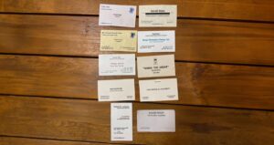 David Wain Instagram - Found a stash of business cards from over the years. I miss this form of expression!
EDIT: For the record - Waino the Great was my real magic "handle" when I was twelve and doing birthday parties; 
The Immoral Minority was the junior high school band (featuring Craig Wedren) that I "managed";
Metromusic was the DJ company my friend and I had in high school - we did dances, Bar Mitzvahs, 12-step meetings.
The rest were more, like, jokey ways to still give my real info.