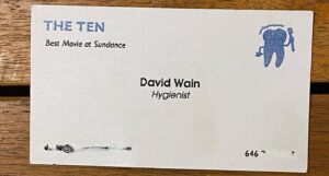David Wain Instagram - Found a stash of business cards from over the years. I miss this form of expression!
EDIT: For the record - Waino the Great was my real magic "handle" when I was twelve and doing birthday parties; 
The Immoral Minority was the junior high school band (featuring Craig Wedren) that I "managed";
Metromusic was the DJ company my friend and I had in high school - we did dances, Bar Mitzvahs, 12-step meetings.
The rest were more, like, jokey ways to still give my real info.