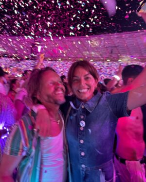 Davina McCall Instagram - So last night , me, @mdlondon , my girl Holly and @paddy___lee worshipped at the church of @coldplay . In Rome . Love the Italians so full of heart and emotion, literally not a dry eye in the house … thank you @coldplay for being the most wonderful people , who make us feel all the feels . so good to hang out you @rosiehouston 🤗❤️❤️