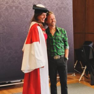 Davina McCall Instagram - Just arrived back from a very emotional few days in Newcastle. Where my daughter Holly has been at the brilliant @newcastleuni for the past 4 years . She graduated on Wednesday, and it was huge for her in so any ways . Huge , because it was the end of an era, but the beginning of of another. Her wonderful friends will all be going off around the country … and she is leaving this wonderful city that we’ve all rather fallen in love with ❤️ …….. the day after,  i was given an honorary PhD in civil law for my work in media and around women’s health. To get this with @mdlondon and my kids by my side ( Tilly you were with me in my heart ) was very very special. Thank you @newcastleuni ❤️ thank you Newcastle… and thank you @stvincentnewcastle and @_long_friday_  for the amazing food we had !!!