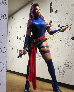 Dax ExclamationPoint Instagram - Brought Betsy out of hiatus for tonight at @cultclassicbrewing. Still one of my favorite costumes even though it’s literally all unbreathable plastic. Thanks so much to everyone who came out! #drag #cosplay #xmen #telepathsOnly #psylocke @jimlee @marvel #mutantAndProud #happyPride 🦋🗡️