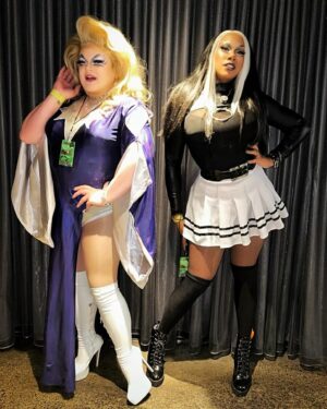 Dax ExclamationPoint Instagram - Fun fact: every queer millennial still knows the choreography for “hung up.”

Still recovering from Betty and Bleronica go to @madonna last night. The show was incredible!! #drag #bettyAndBleronica #hungUp #myFeetHurt