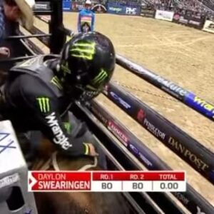 Daylon Swearingen Instagram - Had a great weekend up in Edmonton, AB for the PBR Canada National Finals. Went 86.5 on Hanna Motors Sure Shot in Round 3 and went 86.25 on Catfish in the  Championship round. #blessed @pbrcanada @pbr @monsterenergy @championpowereq @wrangler @americanhatco @totalfeeds @pneudart @rafterpchaps @lvcordasamericanas