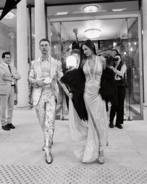 Demi Moore Instagram - Quick outfit change for the main event! Huge thank you to @dundasworld for the custom gown. And of course, thank you to @amfar. We sang and danced the night away - incorrect lyrics and all 😂🎤💃🏻
