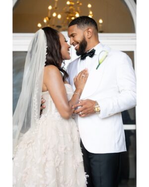 Denyce Lawton Instagram - #GrastiEverAfter 👰🏽‍♀️🤵🏽‍♂️💍 - Happy 2 Month Anniverary to my huuuuzzzbaaand . To the man who I manifested marrying when I was 12 years old 🤣🤣 LITERALLY … I still can’t believe I found that note… to the man who has the patience of a saint, who shows up for me way before I even know or am willing to ask for help… to the man who has been growing and becoming a better man as I do as a woman… to the man who supports me in so many ways that I never knew was possible… to the man that matches my nerd, my energy, my goofy humor, and so much more. To the man who literally is showing me the world and allowing me to show him a different one too. To the love of my life, truly my best friend, my truest soul mate, my childhood friend and crush… I love you! Thank you for introducing me to what they call a soft life YET allowing me to be independently hard headed when I need to be 🤣🤣🤣. Thank you for letting me be my true self yet encourage and support my growth and healing. I think we have one of the best — How It Started vs How It’s going 😋 - June 1, 2024 @ebangrastisr #BlackLove #TeenageLove

📸: @araredymond @burroughs.photo 
💄: @theekymlee 
👗: @netadover_bridal @kleinfeldbridal 
🤵🏽‍♂️: @suitsupply
💅🏾: @nails_bylexx 
💈: @himaj_jamih