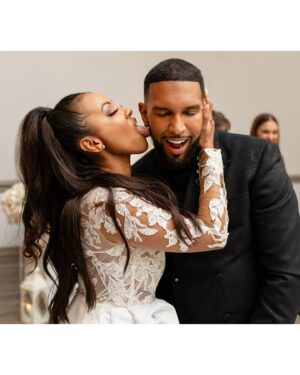 Denyce Lawton Instagram - #GrastiEverAfter 👰🏽‍♀️🤵🏽‍♂️💍 - Happy 2 Month Anniverary to my huuuuzzzbaaand . To the man who I manifested marrying when I was 12 years old 🤣🤣 LITERALLY … I still can’t believe I found that note… to the man who has the patience of a saint, who shows up for me way before I even know or am willing to ask for help… to the man who has been growing and becoming a better man as I do as a woman… to the man who supports me in so many ways that I never knew was possible… to the man that matches my nerd, my energy, my goofy humor, and so much more. To the man who literally is showing me the world and allowing me to show him a different one too. To the love of my life, truly my best friend, my truest soul mate, my childhood friend and crush… I love you! Thank you for introducing me to what they call a soft life YET allowing me to be independently hard headed when I need to be 🤣🤣🤣. Thank you for letting me be my true self yet encourage and support my growth and healing. I think we have one of the best — How It Started vs How It’s going 😋 - June 1, 2024 @ebangrastisr #BlackLove #TeenageLove

📸: @araredymond @burroughs.photo 
💄: @theekymlee 
👗: @netadover_bridal @kleinfeldbridal 
🤵🏽‍♂️: @suitsupply
💅🏾: @nails_bylexx 
💈: @himaj_jamih