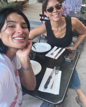 Diane Guerrero Instagram - Thank you god for my community. 
Thank you for:
Eating more birthday cake well after my birthday. 
Sailor moon shorts 
Swimming in Darryl’s supper cool tank 
Mediocre selfie in the mirror 
Dancing with Dawn to Straight Up 
Grub with my princess Erika 
Rene being a bashful sweetheart
Trying on all of Erika’s dresses 
Jennan and I on her porch after a watching whales jump out of the water. She said to me “You’re gettin maqlouba 🇵🇸😋.”