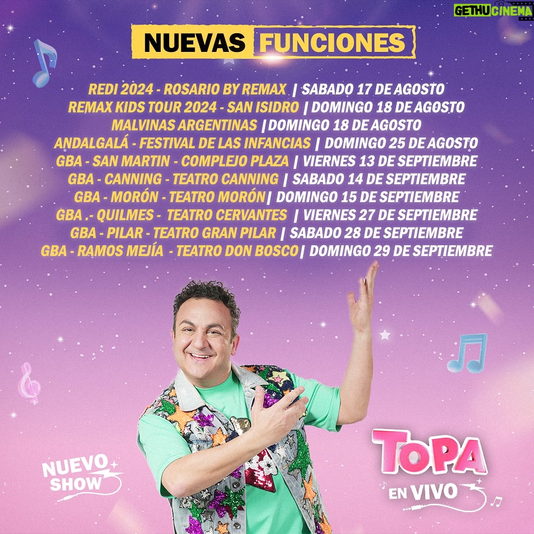 Diego Topa - 2K Likes - 🌈 ¡Hola, familias! 🚀✨ ¡Seguimos de gira y estoy muy emocionado de llevar mi show TOPA EN VIVO a tu ciudad! Vamos a cantar, bailar y disfrutar juntos como siempre 🎶🤩
💫 ¿Están listos para vivir una gran aventura en familia? ¡Yo sí! 💖
🎟️ Las entradas ya están disponibles en el link de mi bio. ¡No te quedes sin la tuya!
💜🩵❤️ ¡Nos vemos muy pronto para seguir compartiendo momentos mágicos! ✨💕😘🤗