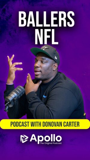 Donovan W. Carter Instagram - New podcast with @hboballers star @donovanwcarter is Live now 💡🎬 watch the episode on Youtube now: Apollo The Original (link in bio @apollo.the.original ☝🏻✅