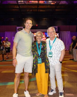 Drew Brees Instagram - Had a great time with @camjordan94 in Disney World unveiling the new ride Tiana’s Bayou Adventure. The new ride opens June 28…you’re gonna get wet! Great soirée afterward with the entire family of Leah Chase, a huge inspiration behind the Disney film “The Princess and the Frog”. Lots of great food, music and the best of Nola!  @DisneyParks #TianasBayouAdventure