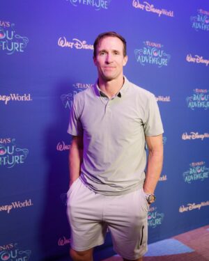 Drew Brees Instagram - Had a great time with @camjordan94 in Disney World unveiling the new ride Tiana’s Bayou Adventure. The new ride opens June 28…you’re gonna get wet! Great soirée afterward with the entire family of Leah Chase, a huge inspiration behind the Disney film “The Princess and the Frog”. Lots of great food, music and the best of Nola!  @DisneyParks #TianasBayouAdventure
