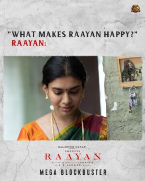 Dushara Vijayan Instagram - Only Durga can bring a smile to #Raayan's face ❤️

#RaayanMegaBlockbuster in cinemas near you!

@dhanushkraja @arrahman @iam__sjsuryah @selvaraghavan @kalidas_jayaram @sundeepkishan @joinprakashraj @dushara_vijayan @aparna.balamurali @varusarathkumar @actorsaravanan @omdop @editor_prasannagk @peterheinoffl @jacki_artdirector @sreyas88 @kavyasriraam @kabilanchelliah