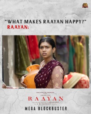 Dushara Vijayan Instagram - Only Durga can bring a smile to #Raayan's face ❤️

#RaayanMegaBlockbuster in cinemas near you!

@dhanushkraja @arrahman @iam__sjsuryah @selvaraghavan @kalidas_jayaram @sundeepkishan @joinprakashraj @dushara_vijayan @aparna.balamurali @varusarathkumar @actorsaravanan @omdop @editor_prasannagk @peterheinoffl @jacki_artdirector @sreyas88 @kavyasriraam @kabilanchelliah
