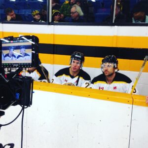 Dylan Bruce Instagram - Game faces. @boomer_phillips and myself. #firstrounddown #bladesnbullets