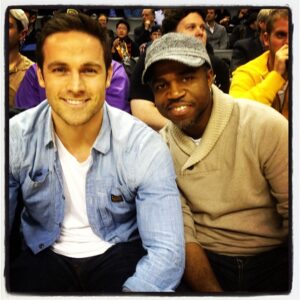Dylan Bruce Instagram - Court side Raptors game with Kevin! #orphanblack #PaulandArt