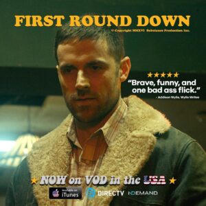 Dylan Bruce Instagram - This fun movie full of shenanigans is available in the US today...check it out if you like a lil hockey mixed with some Tomfoolery @subprod #firstrounddown #bladesnbullets
