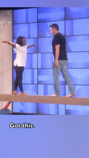 Ellen DeGeneres Instagram - The USA Olympic women’s gymnastics team won the gold! What an incredible accomplishment. Almost as incredible as teaching Andy how to stand on a balance beam. 
@simonebiles