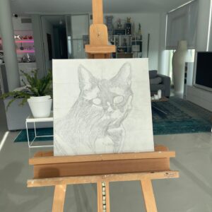 Eloy de Jong Instagram - Diese Katze heißt „MICHA“ und lebt leider schon längst nicht mehr. Es hat viel Spaß gemacht mal eine schwarze Katze zu malen. Und damit wieder einen Auftraggeber glücklich zu machen. Wie gefällt es euch? 🐈‍⬛❤️ #kreativseinmachtglücklich #zeichnenundmalen #schwarzekatze
