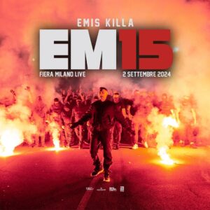 Emis Killa Instagram - Il 2 settembre suonerò live a Milano. Non sarà un semplice live, sarà una festa per celebrare con voi questi quindici anni di carriera, che partono dai mixtape online e arrivano agli album multiplatino.
Dalle birrerie di paese al Forum. 
Dalle gare di freestyle a EM15.

Molto più di un concerto, bensì una festa, qualcosa di inedito che non vedrete per un po’ di tempo, a Fiera Milano Live.

Per festeggiare, dunque, ho deciso di invitare quindici king 👑 🤫

Fuori ora i biglietti di EM15.