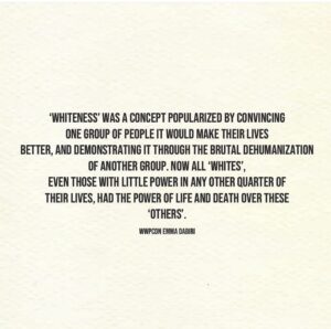 Emma Dabiri Instagram - No “new content” needed but just a reminder from 2021 ♾️

Allyship is dead. It must be abundantly clear to everyone that the allyship // privilege paradigm DOESNT WORK. A reimagined framework (and once the dust settles), the hard work of offline coalition building is the only way out of this…

"Whiteness' was a concept popularized by convincing one group of people it would make their lives better, and demonstrating it through the brutal dehumanisation of another group. Now all “whites” even (especially) those who lived in shit conditions and had little power in any other quarter of their lives had the power of life and death over these 'others'. This is a 'truth' that's had close to 500 years to really embed itself. The question I pose is this: does telling 'white' people that racial equality means that their lives have to literally get worse (*but thems the breaks) really seem up to the challenge of uprooting this centuries-old pernicious promise?

The allyship narrative is an iteration of the same process of maintaining and reaffirming whiteness, proposing charity at the expense of solidarity. Little in the mainstream anti-racist schtick focuses on challenging the idea of ‘white people’ itself. Rather, it takes the category as an unassailable truth, with the emphasis placed instead on making white people nicer, through a combination of begging, demanding, cajoling and imploring.

In the words I so often repeat of Fred Moten “I don’t need your help. I need you to recognise that this shit is killing you too, however much more softly, you stupid motherfucker” 🖤