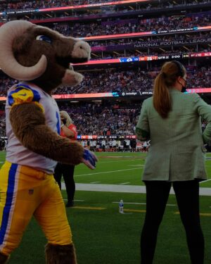 Erika Christensen Instagram - Unforgettable. A lot of these shots are stolen from @coelmaness who captured great behind the scenes shots. (@iatse hard at work!) Thank you, @camhey97 for making today happen for us. Truly. ♥️ Gooo @rams!!! 💙
