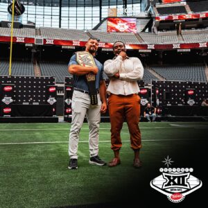 Ettore Ewen Instagram - Even in the heat of a summer day in Las Vegas… the @wwe Superstars are out 🤩

#Big12FB | @totinos