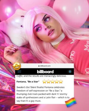 Fontana Instagram - Billboard about ’Be a Star’: ”it’s a gay must!” 🔥 (when the biggest and most respected music magazine in the world supports your work is time to celebrate!!!) thanks @billboard @billboardpride @jon_ali for this amazing review! 💘 and thanks my dream team @stevenlangs and @a.v.thatsme for creating this gay must sound with me! Listen to ‘Be a Star’ now: link in bio! ⭐️ (GUYS, WE’RE ON F*CKING BILLBOARD AAAAAAAA😭😭😭😭)
.
.
.
#BeAStar #Fontana #DragQueen #lgbt #lgbtq🌈 #queer #queernecessities #billboard #spotify #newmusic #newmusicfriday #lovewins #loveislove #fromSaoLeopoldo