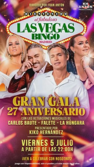 Fran Antón Instagram - @khantonproducciones presentó el pasado viernes 5 Julio la gala 27 aniversario del @bingolasvegas con “Kiko…acompáñame” con @faleteoficial @carlos_baute @lahungaraoficial y dirigido por @franantonlopez #Gracias @nachogde eres el mejor! Gracias Madrid por llenar el bingo desde las 22:00 H hasta las 05:00 H Gracias Alexander por contar siempre con nuestra productora.