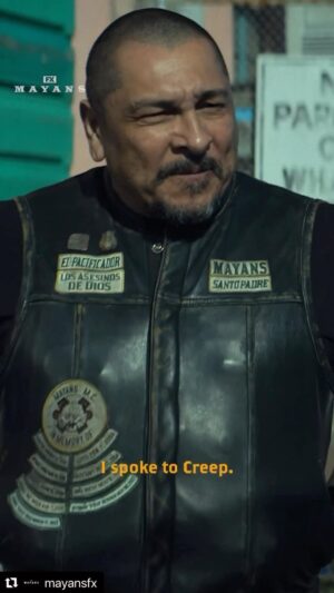 Franco Delgado Instagram - Bishop, are we on the same page regarding this suspect situation or what? @michaelirby #mayansfx #mayansmc #hankloza #elpacificador #hankscode #tranq #season 5 #frankieloyal