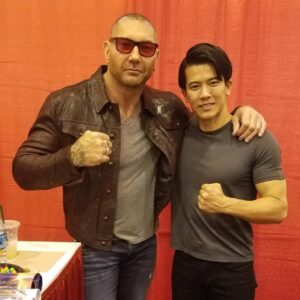 Gaku Space Instagram - Genji vs Drax? 🤔
Honor to meet @davebautista at @fandemictour Houston, Texas!
You might know him as Drax in Gardians of the Galaxy or Infinity War, but for me, he's the WWE Star Pro-wrestler! 
WWE Monday Night Raw was my fav show when I was in acting school! 
I'm his fan since. 🤩🤩🤩
#genji #overwatch 
#drax #gardiansofthegalaxy #infinitywar 
#bautista #wwe #wwemondaynightraw 
#fandemictour #houston #texas