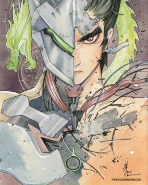 Gaku Space Instagram - My friend @peachmomoko60 drew this Genji art for me between her busy schedule!!!
Thank youuuuu! 🙏🙇🏻‍♂️
I can't wait to see the original. The details of her art are always amazing! 🧐🙌
#peachmomoko #artislife 
#japaneseartist #professionalartist 
#genjiart #handdrawingart #waterinkart 
#overwatch #genji #gakuspace #actorslife
