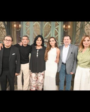 Gamila Awad Instagram - Now with our beloved @essyounis @sahebat__alsaada on @dmctv.eg and @watchit ❤️ So excited for this very SPECIAL episode with my family! 
دلوقتي مع حبيبتنا صاحبة السعادة @essyounis على @dmctv.eg و @watchit متحمسة اوي للحلقة دي بالذات اللي مع عيلتي ❤️

Styled by my love @yasminekenawi 

Stylist: @yasminekenawi
Dress: @sandroparis @nileprojectsretail 
Makeup: @ayaabdelhamid 
Hair: @alsagheersalons