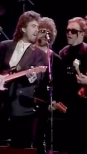 Gary Kemp Instagram - As it’s @georgeharrisonofficial birthday I’m remembering the only time I got to play on stage with him (and Ringo) and a bunch of others in 1987 at Wembley for Prince’s Trust. A total honour and a pinch-me moment I’ll never forget. What gifts you gave us George. Did I appreciate it enough at the time? Take me back.
