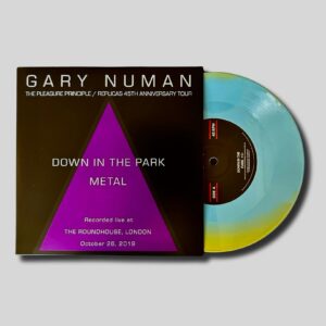 Gary Numan Instagram - I’ve made a very limited 7” colored vinyl single to celebrate the 45th Anniversary of the ‘Replicas’ and ‘The Pleasure Principle’ albums. We’ll be making 100 copies available on each night of the UK tour at the merch stall. One side is ‘Down In The Park’, the other is ‘Metal’, both recorded at The Roundhouse in London on the (R)evolution tour.