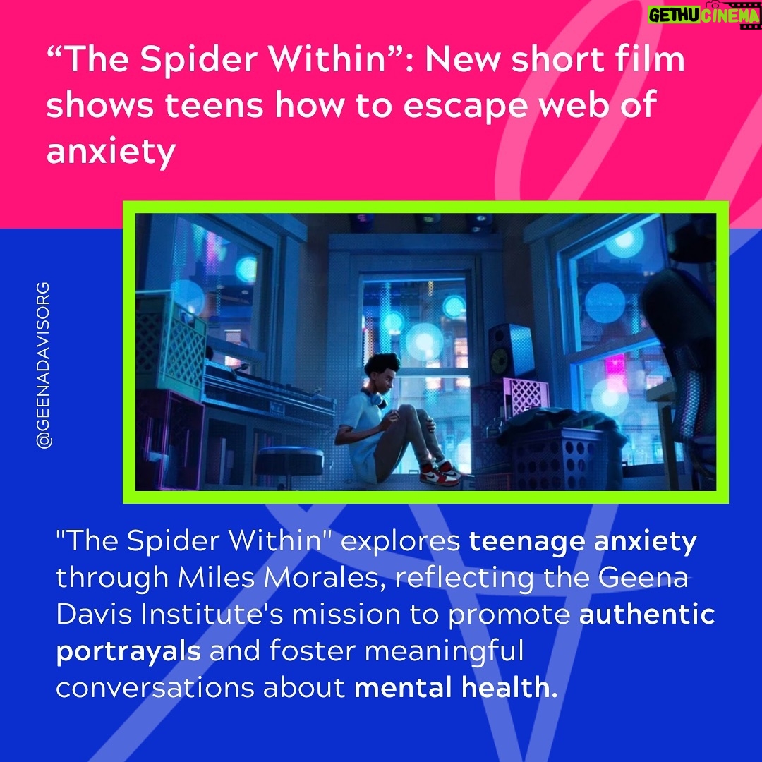 Geena Davis - 138 Likes - In the new short film “The Spider Within: A Spider-Verse Story,” the sinister force that Brooklyn teenager Miles Morales must confront is an increasingly familiar foe to young people across the globe: anxiety. Our latest spotlight dives deeper into the short film and how it is raising awareness around the range of emotions teens navigate every day. Read more at the link in our bio.
#anxiety #SpiderWithin #seeitbeit #mentalhealth