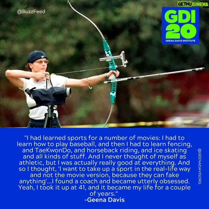Geena Davis - 411 Likes - Our research shows that girls’ participation in archery skyrocketed following the release of “The Hunger Games” and “Brave” in 2012. 🏹 On-screen representation can inspire athletes of all ages, including Geena who was inspired to take up the sport after watching the 1996 Olympic Games on TV. Check out the article on @BuzzFeed and our full research study at the link in our bio.
#seeitbeit