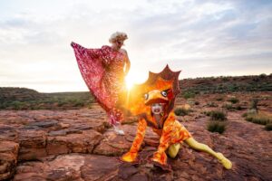 Ginny Lemon Instagram - “A cock, in a frock, on a rock, IN CROCS!”

In honour of the 30th anniversary of The Adventures of Priscilla, Queen of the Desert me and my sisters @officialsistersister @queenutica and @joeyjayisgay were given the fantastic opportunity to re-enact the final scene by claiming up Kings Canyon in full drag to commemorate 30th years of this iconic Australian drag masterpiece of cinema, a cult classic and any drag queens favourite. 

I could never in my wildest dreams believe that I would be lucky enough to be chosen for this, proper have to pinch myself. 

Also when they said “hey do you wanna do a photoshoot up Kings Canyon” I never thought about ACTUALLY walking up there, in FULL DRAG at 4am in the DARK! But we did it! To watch the sunrise in one of the most beautiful places on earth, was an absolute honour. 

Big love and shoutout to the amazing team who were with us the whole way and put up with my Diva fits @thekassieh @with.all.drew.respect  and @discoveryparksandresorts

Shot by @kanechenoweth on location at @watarrkanationalpark 🏜️

#ntaustralia @ntaustralia

Travel #sponsored by @australia 

#SeeAustralia