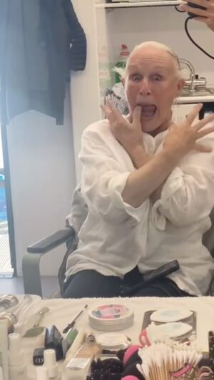 Glenn Close Instagram - Just can't help myself when the wig comes off at wrap #wakeupdeadman 🤪